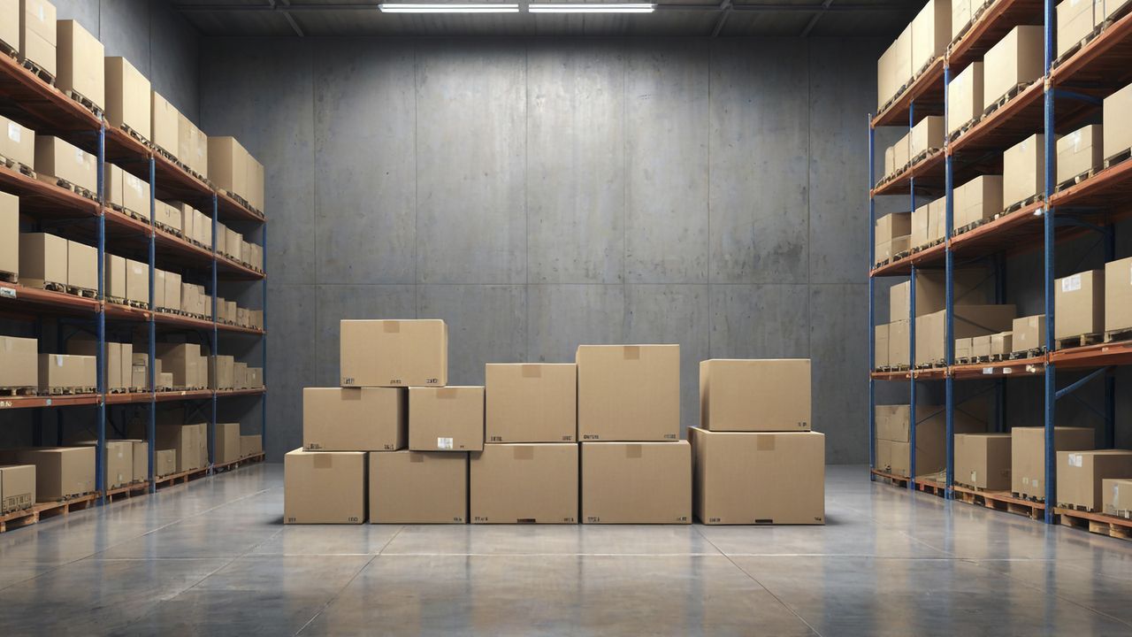 Centro logístico para transporte local de carga Bodega industrial con cajas listas para el transporte local de carga