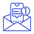 Notificaciones automáticas para seguimiento de paquetes Ícono azul de notificaciones de envíos